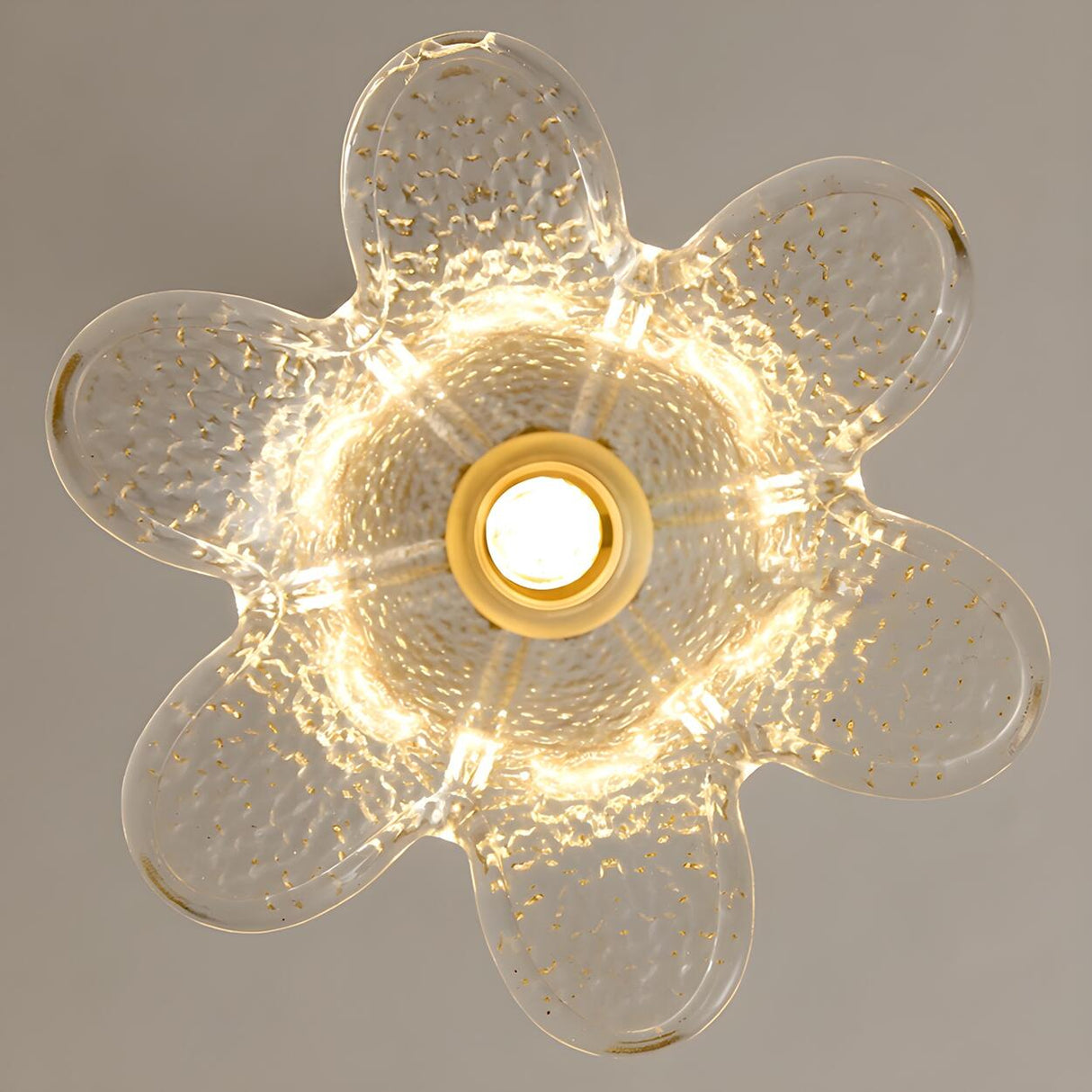 Modern Bedroom Gold Clear Glass Flower Pendant Light Image - 9