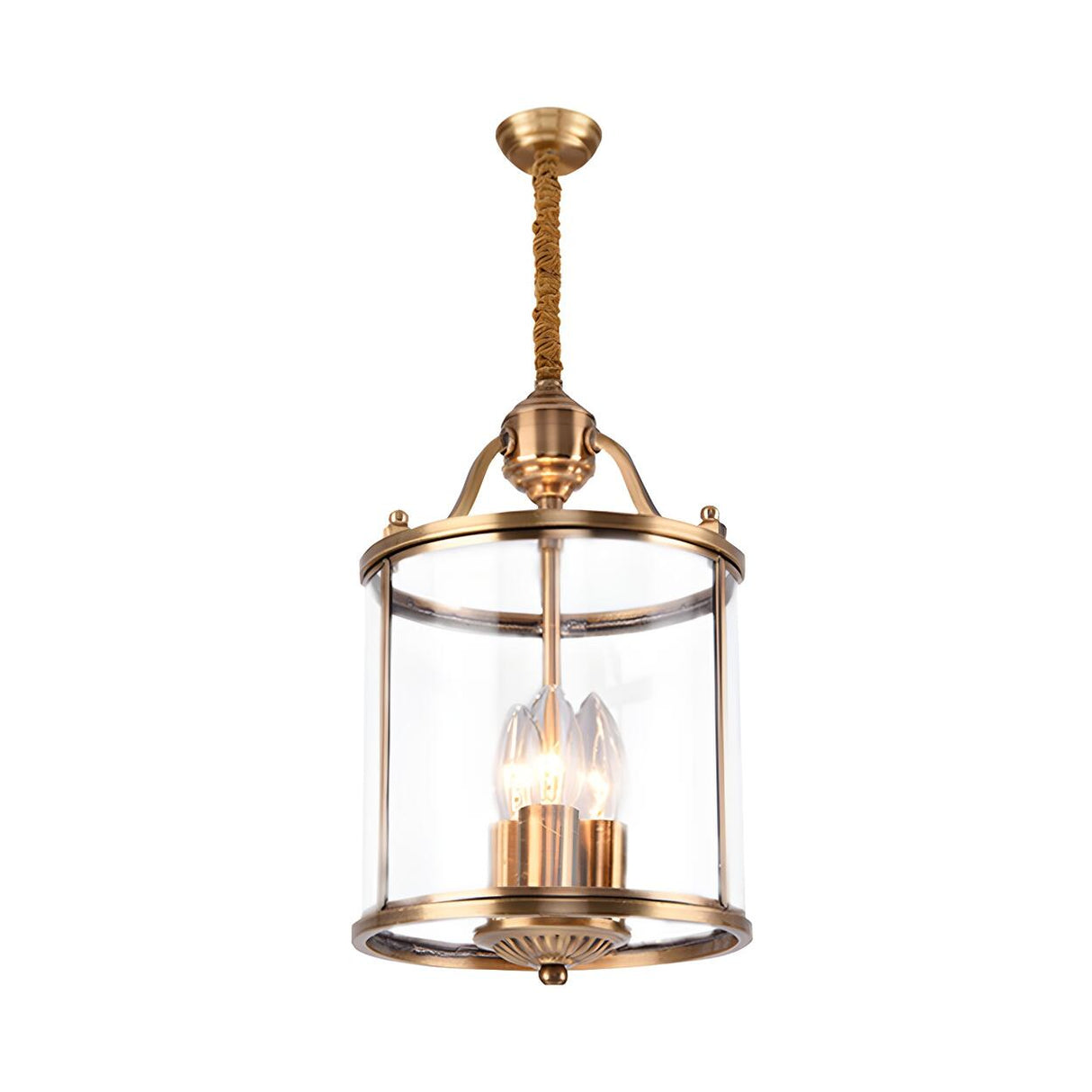 Modern Bedroom Gold Clear Glass Lantern Pendant Chandelier Image - 3