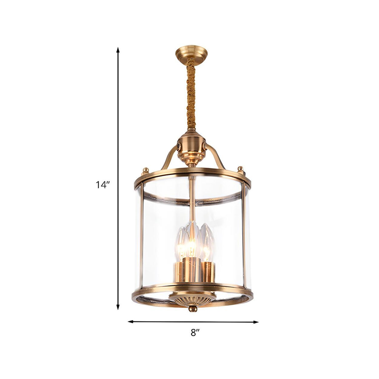 Modern Bedroom Gold Clear Glass Lantern Pendant Chandelier Image - 4