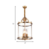 Modern Bedroom Gold Clear Glass Lantern Pendant Chandelier Image - 4