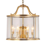 Modern Bedroom Gold Clear Glass Lantern Pendant Chandelier Image - 7