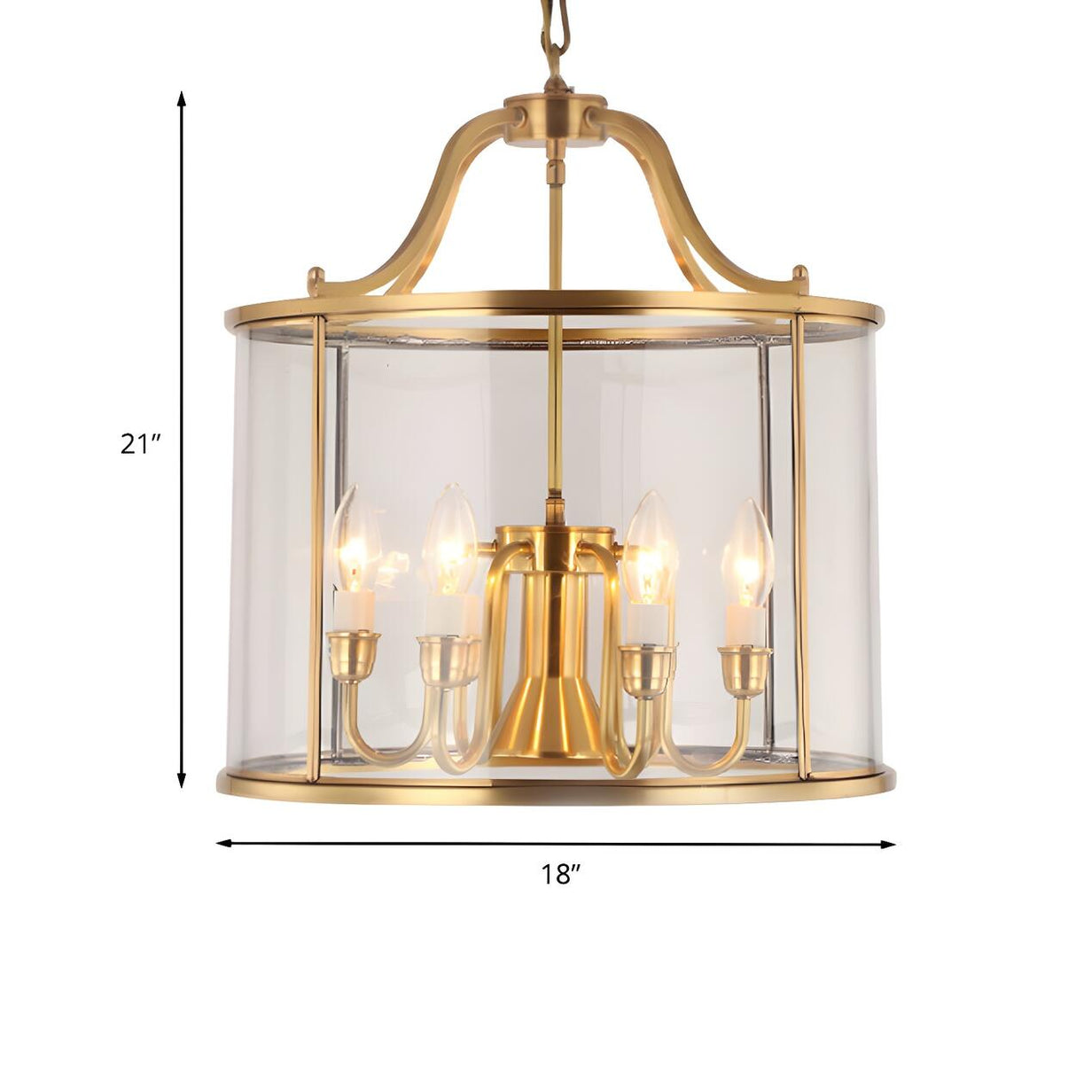 Modern Bedroom Gold Clear Glass Lantern Pendant Chandelier Image - 8