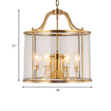 Modern Bedroom Gold Clear Glass Lantern Pendant Chandelier Image - 8