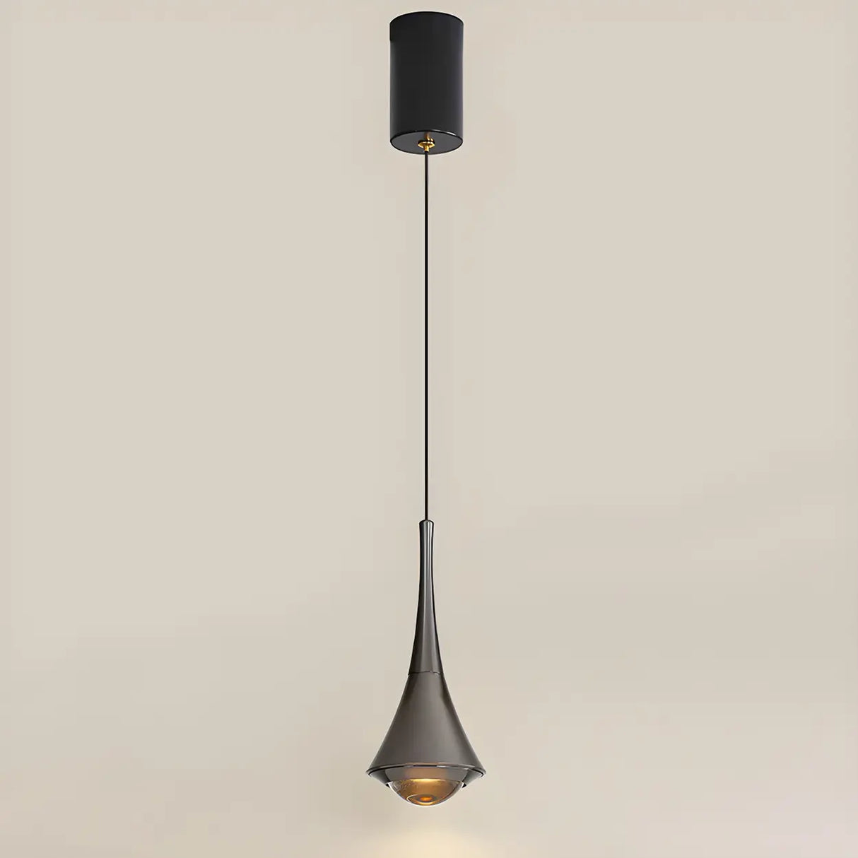 Modern Bedroom Gold Cone Pendant Light Adjustable Height Image - 2