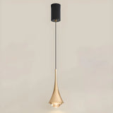 Modern Bedroom Gold Cone Pendant Light Adjustable Height Image - 3