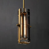 Modern Bedroom Gold Cylindrical Clear Crystal Pendant Light Image - 9