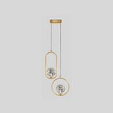 Modern Bedroom Gold Ring Clear Crystal Globe Pendant Light Image - 12