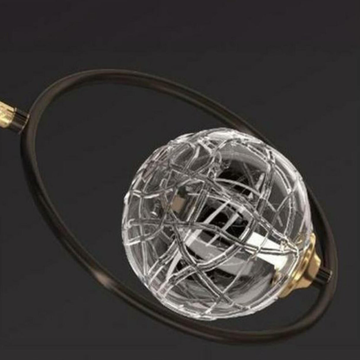 Modern Bedroom Gold Ring Clear Crystal Globe Pendant Light Image - 13