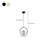 Modern Bedroom Gold Ring Clear Crystal Globe Pendant Light #size