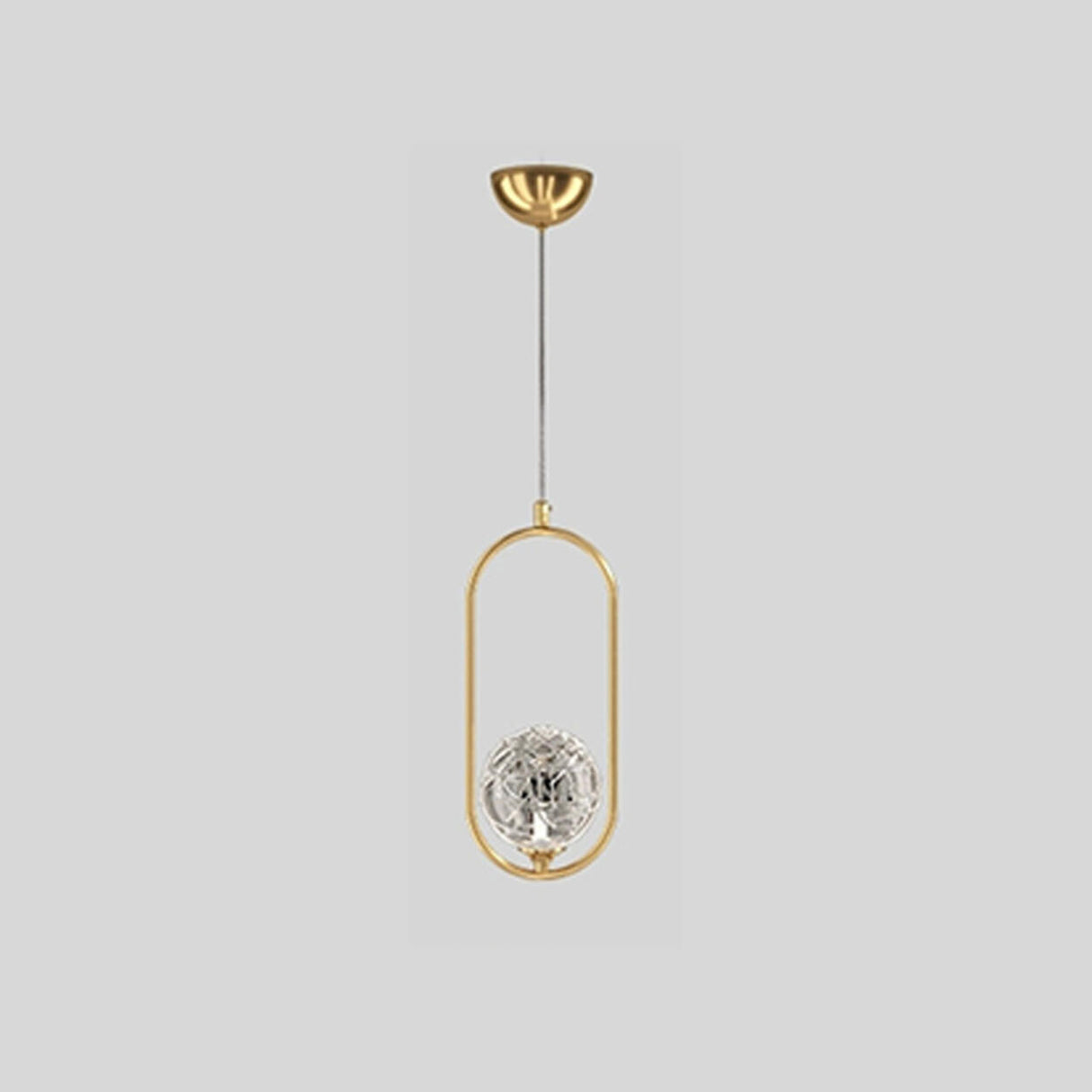 Modern Bedroom Gold Ring Clear Crystal Globe Pendant Light Image - 8