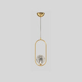 Modern Bedroom Gold Ring Clear Crystal Globe Pendant Light Image - 8