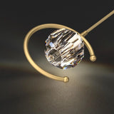 Modern Bedroom Gold Ring Crystal Globe Pendant Light Image - 7