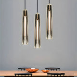 Modern Bedroom Gray Cylinder Crystal Pendant Light Kitchen Image - 10