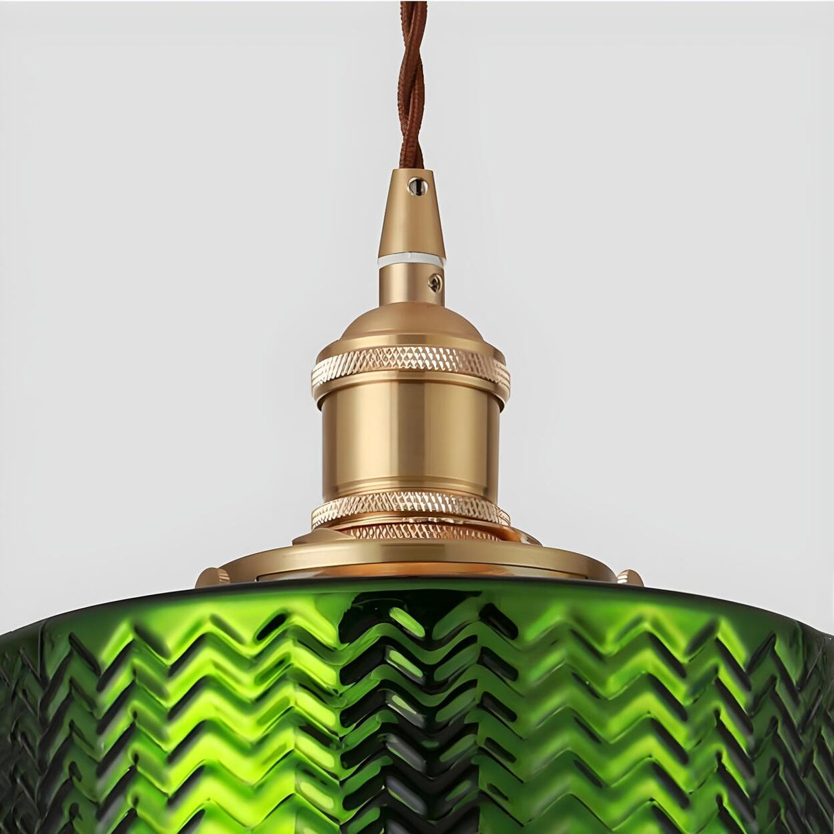 Modern Bedroom Green Glass Cylinder Pendant Light Image - 12