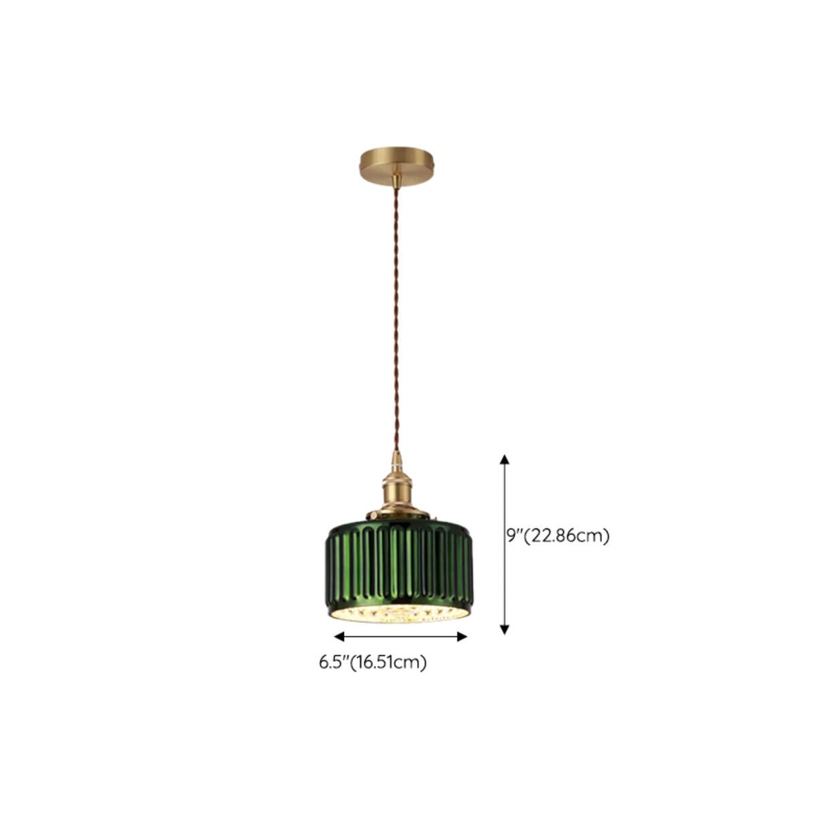 Modern Bedroom Green Glass Cylinder Pendant Light Image - 16