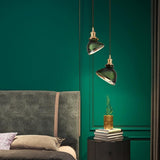 Modern Bedroom Green Glass Cylinder Pendant Light Image - 6