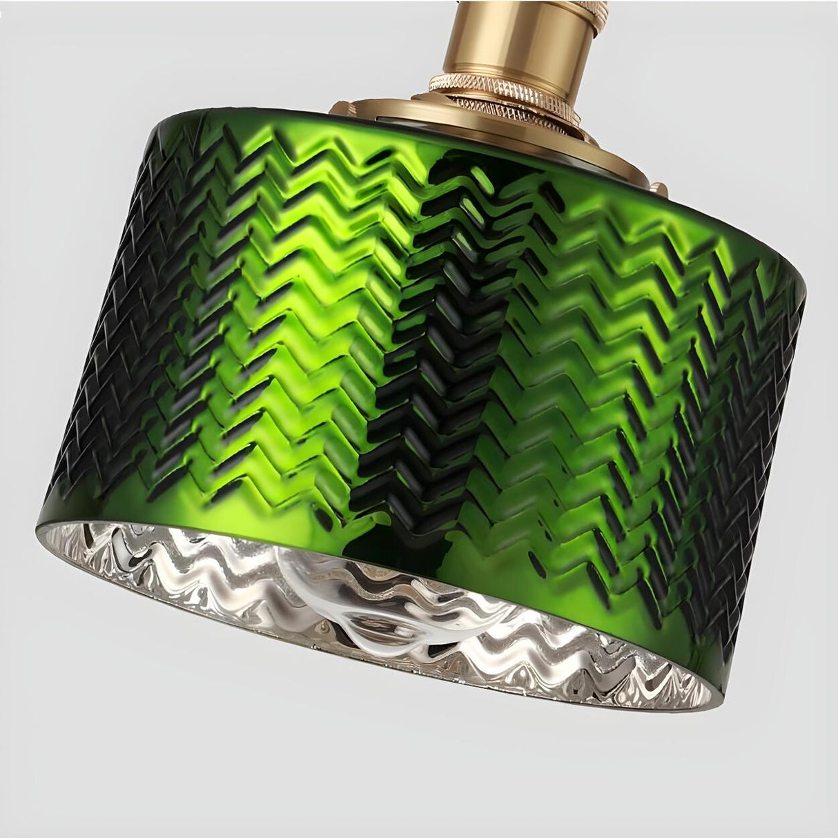 Modern Bedroom Green Glass Cylinder Pendant Light Image - 8