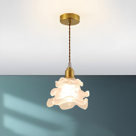 Modern Bedroom Layered Floral Clear Glass Pendant Light Image - 2