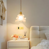 Modern Bedroom Layered Floral Clear Glass Pendant Light Image - 6