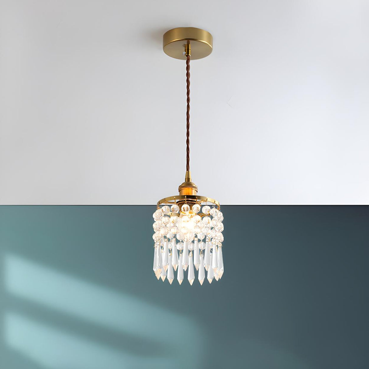 Modern Bedroom Layered Floral Clear Glass Pendant Light Image - 7