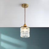 Modern Bedroom Layered Floral Clear Glass Pendant Light Image - 7