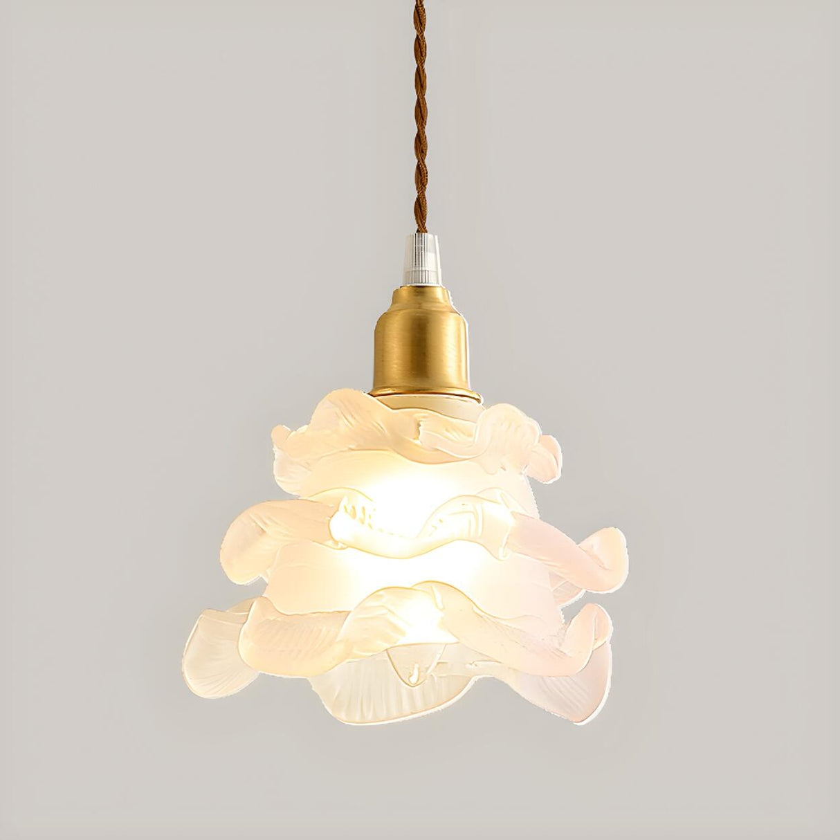 Modern Bedroom Layered Floral Clear Glass Pendant Light Image - 9