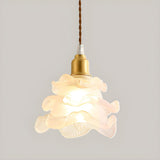 Modern Bedroom Layered Floral Clear Glass Pendant Light Image - 9