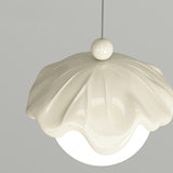 Modern Bedroom Leaf Metal Globe White Acrylic Pendant Light Image - 12