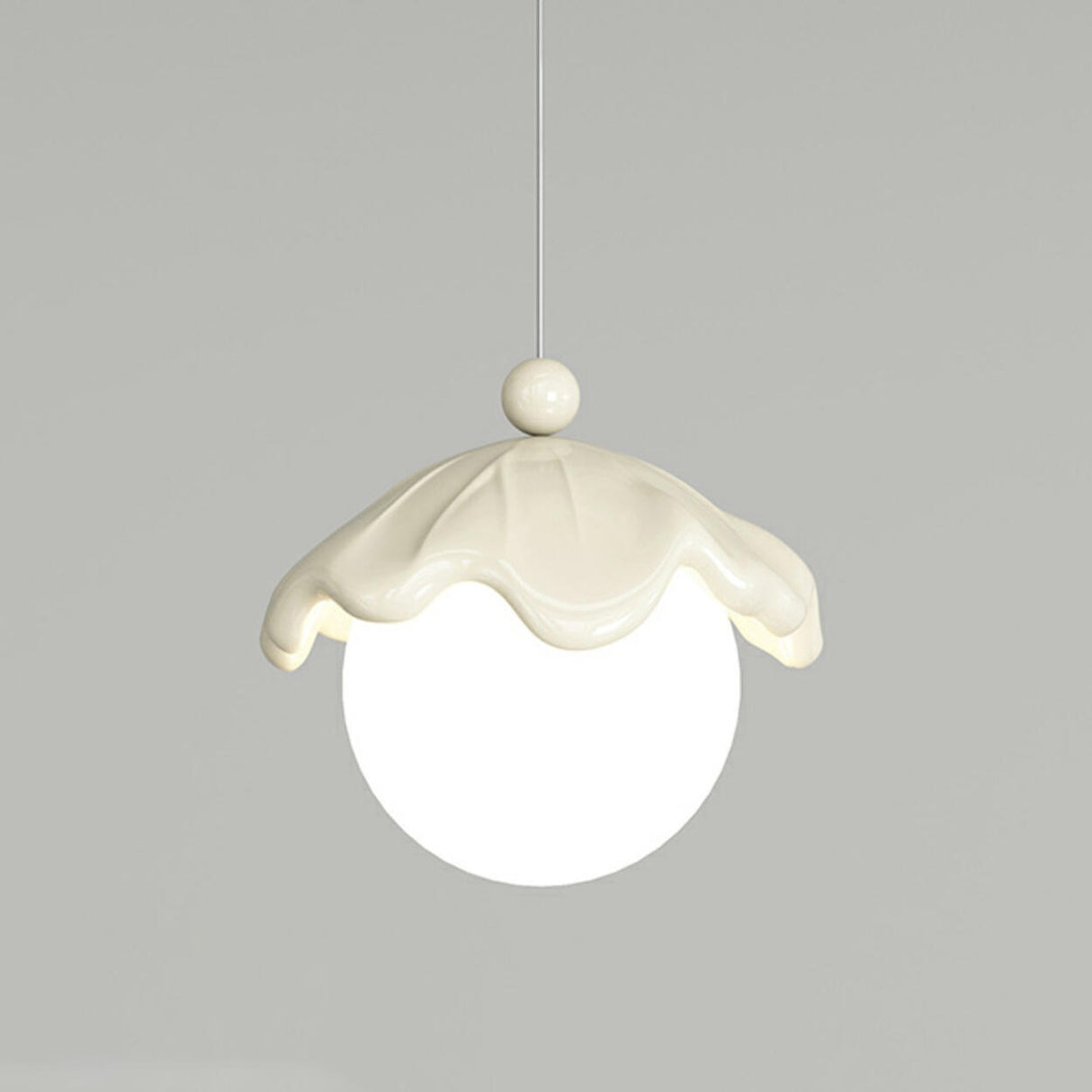 Modern Bedroom Leaf Metal Globe White Acrylic Pendant Light Image - 16