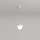 Modern Bedroom Leaf Metal Globe White Acrylic Pendant Light Image - 6