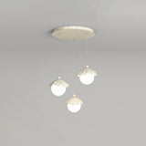 Modern Bedroom Leaf Metal Globe White Acrylic Pendant Light Image - 8