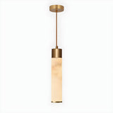 Modern Bedroom Marble Stone Cylinder Pendant Light Image - 8