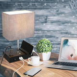 Modern Bedroom Matte Rectangular Fabric Table Lamp Image - 12