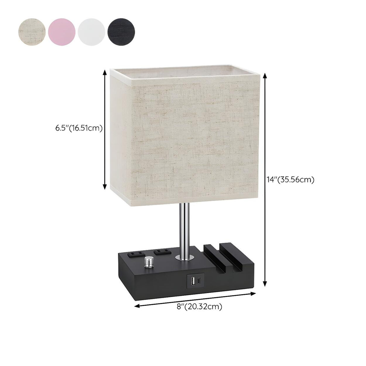 Modern Bedroom Matte Rectangular Fabric Table Lamp 