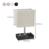 Modern Bedroom Matte Rectangular Fabric Table Lamp #size