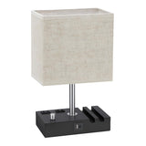 Modern Bedroom Matte Rectangular Fabric Table Lamp Image - 5