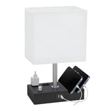 Modern Bedroom Matte Rectangular Fabric Table Lamp Image - 7