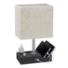 Modern Bedroom Matte Rectangular Fabric Table Lamp Image - 9