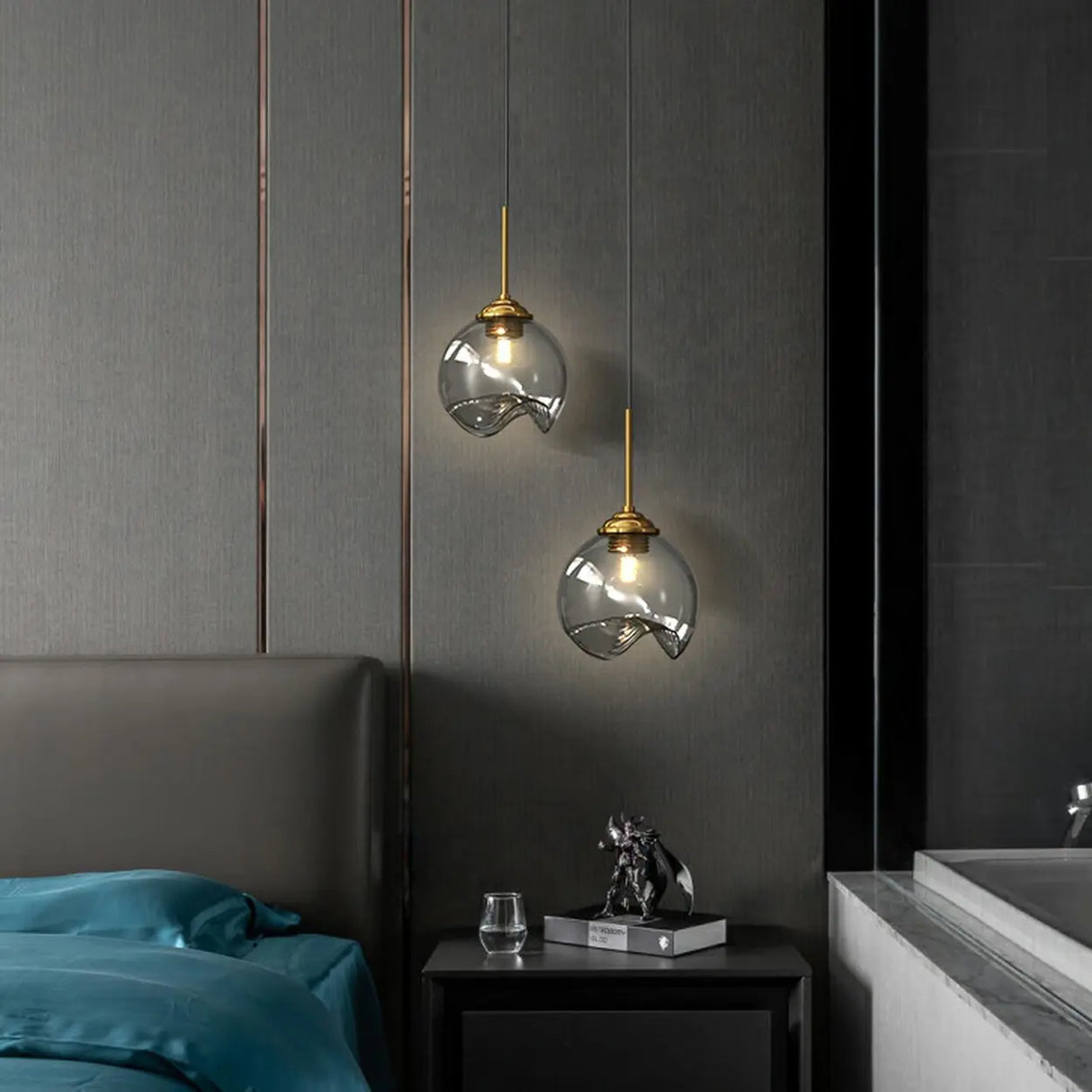 Modern Bedroom Mini Globe Clear Glass Pendant Light Image - 6