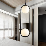 Modern Bedroom Oval White Frosted Globe Pendant Light Image - 5