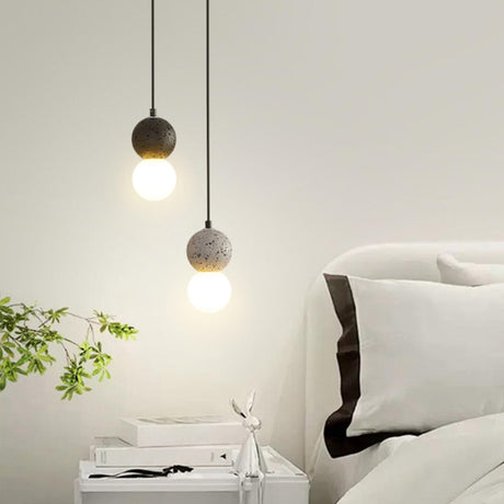 Modern Bedroom Resin Globe Pendant Light Adjustable Cord Image - 1