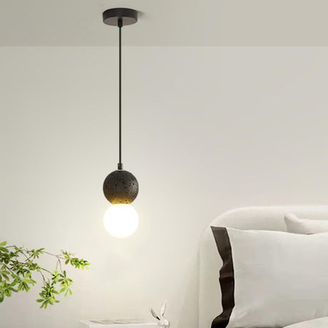 Modern Bedroom Resin Globe Pendant Light Adjustable Cord Image - 2