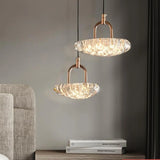 Modern Bedroom Round Clear Acrylic Pendant Light Image - 2