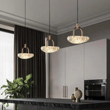 Modern Bedroom Round Clear Acrylic Pendant Light Image - 3