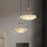 Modern Bedroom Round Clear Acrylic Pendant Light Image - 4