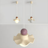 Modern Bedroom Ruffled Purple Resin Globe Pendant Light Image - 8