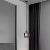 Modern Bedroom Sleek Black Glass Bell Pendant Light Image - 1