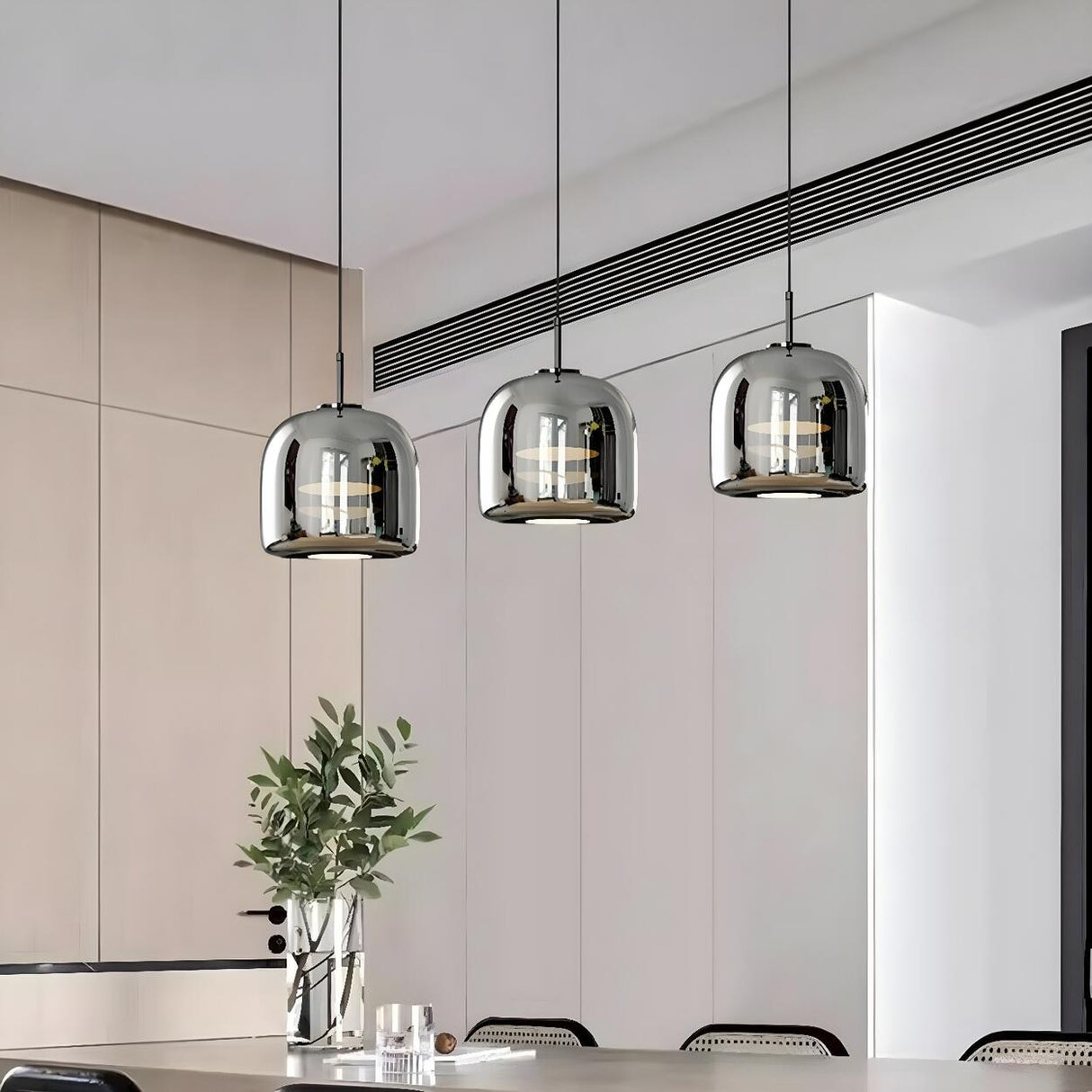 Modern Bedroom Sleek Black Glass Bell Pendant Light Image - 3