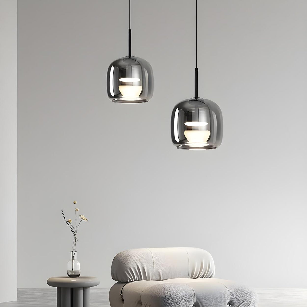 Modern Bedroom Sleek Black Glass Bell Pendant Light Image - 4