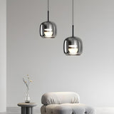 Modern Bedroom Sleek Black Glass Bell Pendant Light Image - 4